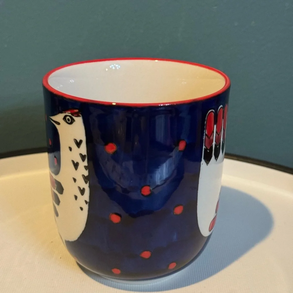 NWOT West Elm Colorful Hand Painted Bird Design Mug